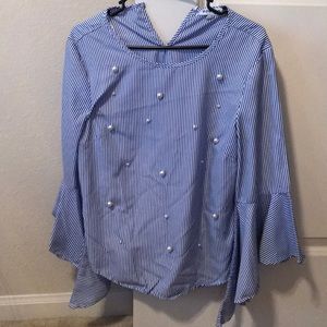 Blue and white stripped blouse